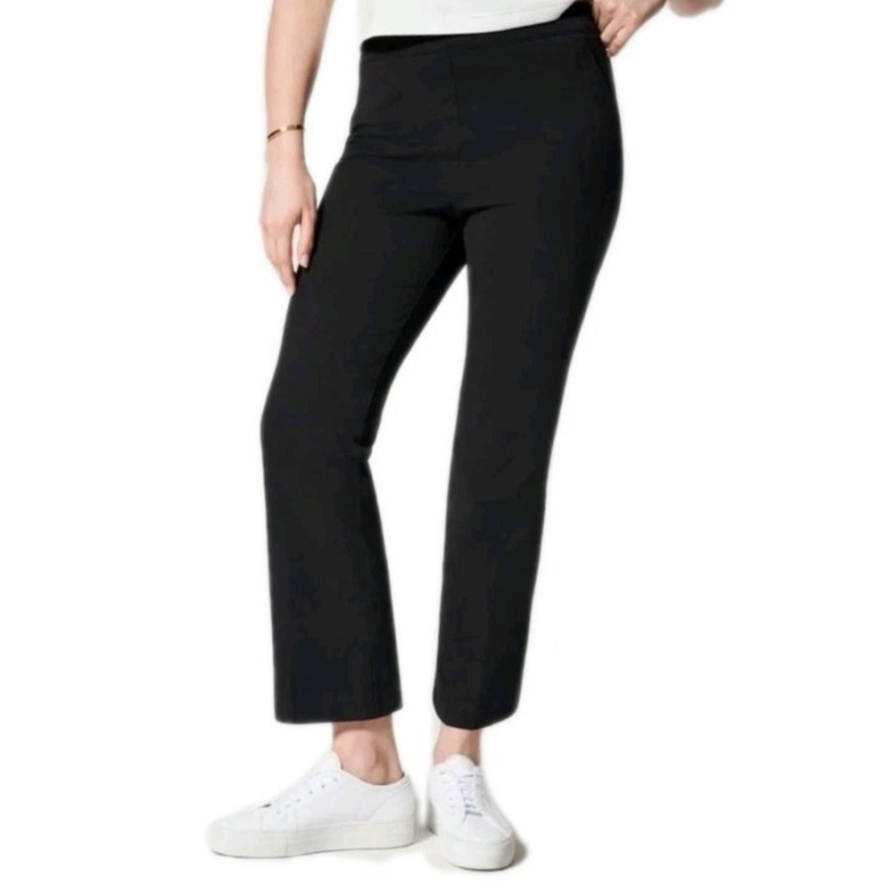 Spanx Womens On The Go Kick Flare Ponte Pants Sz XL Black High Rise Slim 20367R